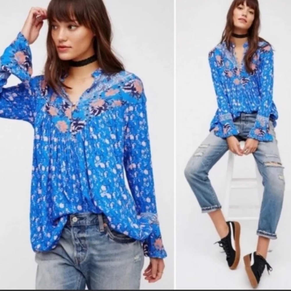 Blue free people top